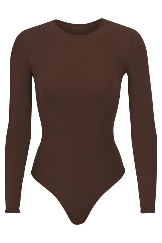 Skims Fits Everybody Long Sleeve Crew Neck Bodysuit