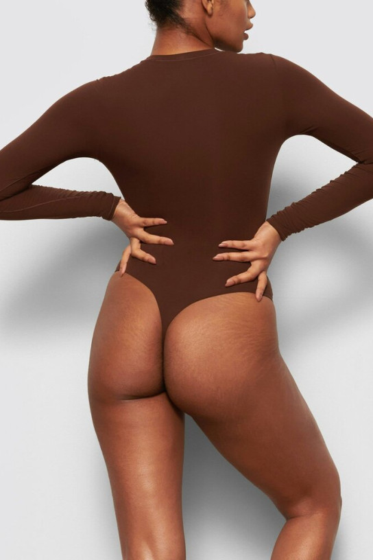 Skims Fits Everybody Long Sleeve Crew Neck Bodysuit