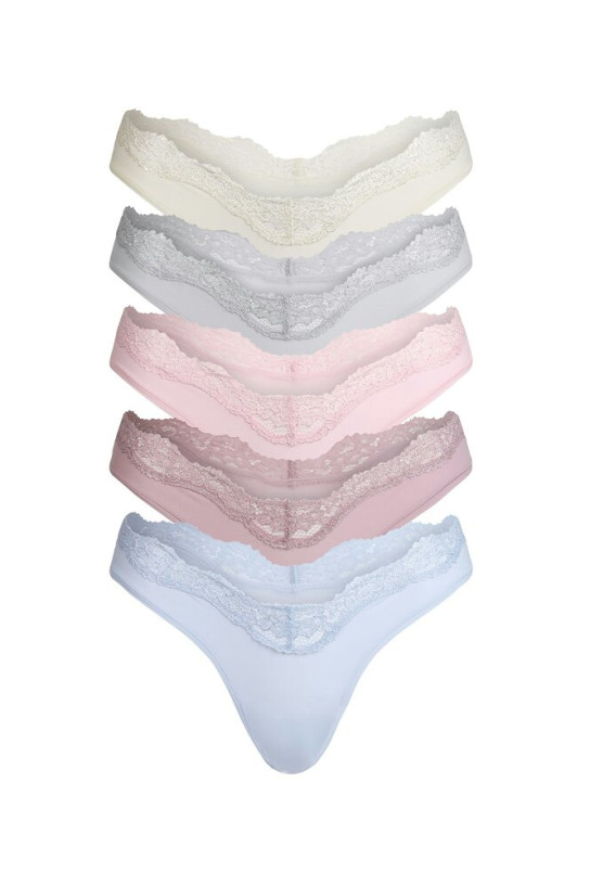 Skims Fits Everybody Lace Dipped Thong 5-Pack