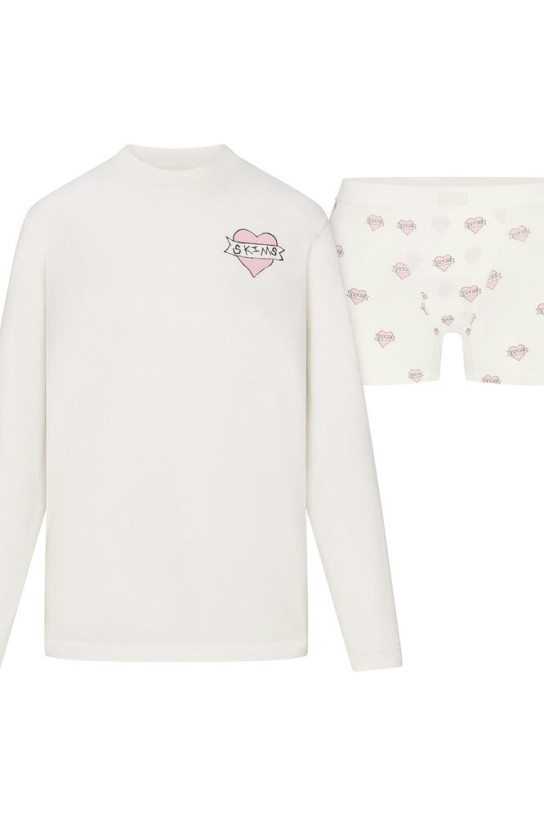 Skims Boyfriend long sleeve t-shirt and short boxer set