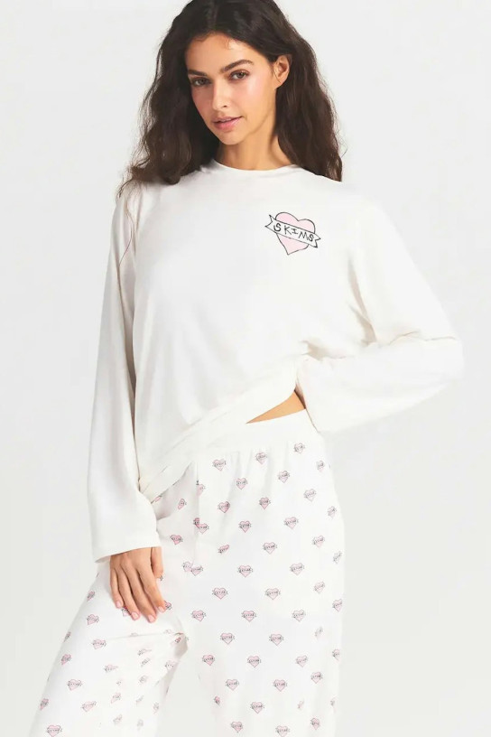 Skims Boyfriend Long Sleeve T-shirt And Loose Pant Set