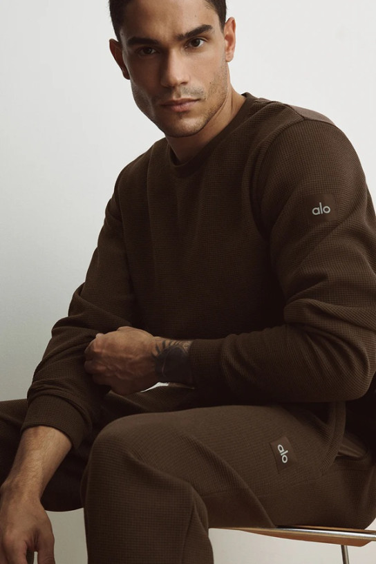 Alo Waffle Lounge Long Sleeve Crew (men)